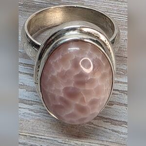 Pink Thomsonite Sterling Silver Ring Size 6.5 Honeycomb Cabochon